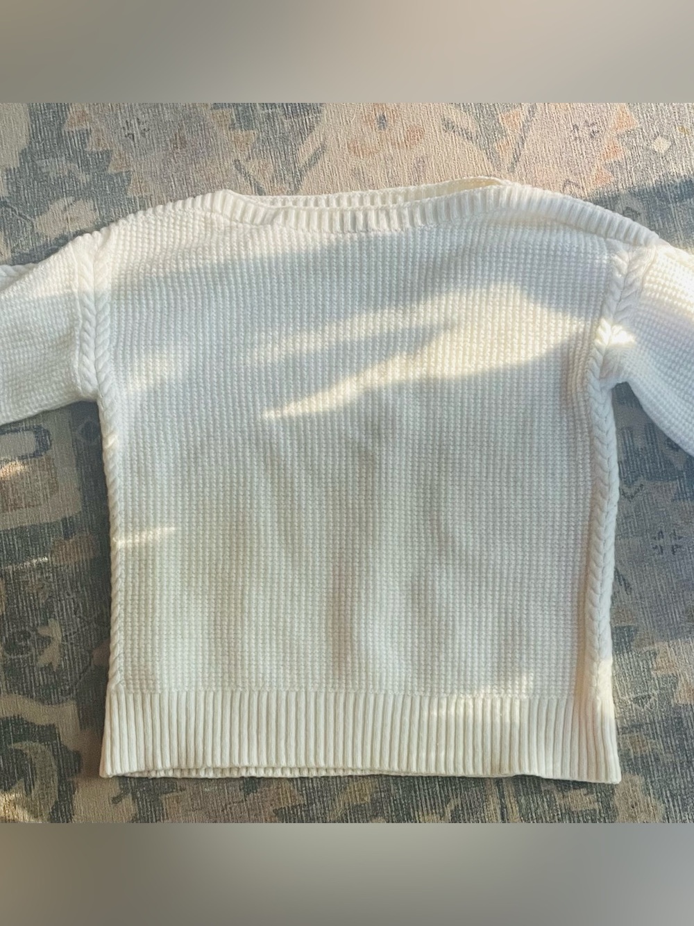 Ann Taylor White/Ivory Boatneck Sweater with Braiding Detail